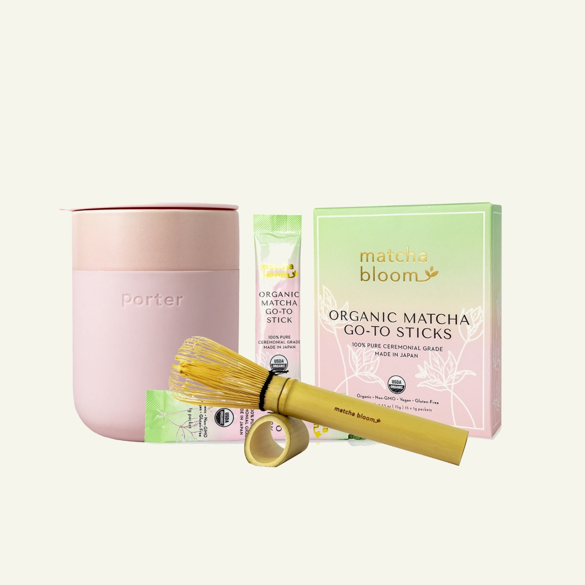 On-the-Go Bundle | Matcha Go to Sticks, MB Mini Whisk, Porter Mug