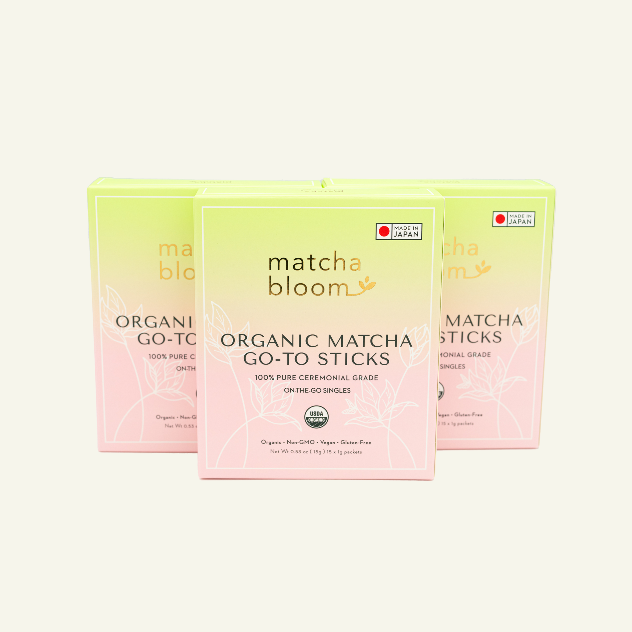 Matcha Go-To Sticks | Organic Matcha Travel Friendly Green Tea - 15 Sticks