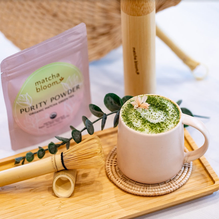 Matcha Latte Essential Set | Matcha Purity Powder, MB Mini Whisk, Blush  Ripple Mug